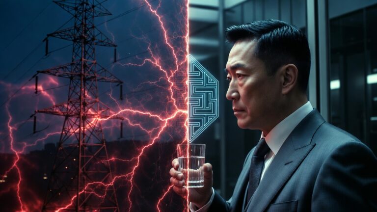 神域再生・統理術「不眠のノイズ（鉄塔）」から「クリアな決断力」へ。脳内の雑音が消え、鋭い視点を取り戻した経営者イメージ